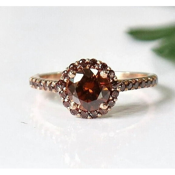 Rag Jewels 2.00 Ctw Round Cut Brown Diamond Wedding Anniversary Band Ring 14K Rose Gold Plated 925 Sterling Silver 925 Sterling Silver -4.5