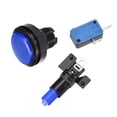 thumbnail image 3 of Juego de botón pulsador redondo de 46 mm, interruptor iluminado LED de 12V con microinterruptor para arcade de video, azul, 2 piezas, 3 of 3