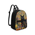 thumbnail image 2 of Eheartsgir Black Cat Floral Print Lightweight Mini Backpack, Adjustable Strap Travel Backpack with Zipper for Shopping Outdoor, 2 of 8