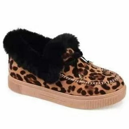 

Womens Warm Winter Loafers Shoes Slip-On Thickened Multiple Colors Shoes Lightweight Classic Walking Shoes 40 Leopard Print