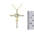thumbnail image 4 of RYLOS Matching Jewelry Yellow Gold Plated Silver Claddagh Ring & Cross Necklace. Heart Gemstone & Diamonds, 6MM Aquamarine March Birthstone; Size 10, 4 of 9