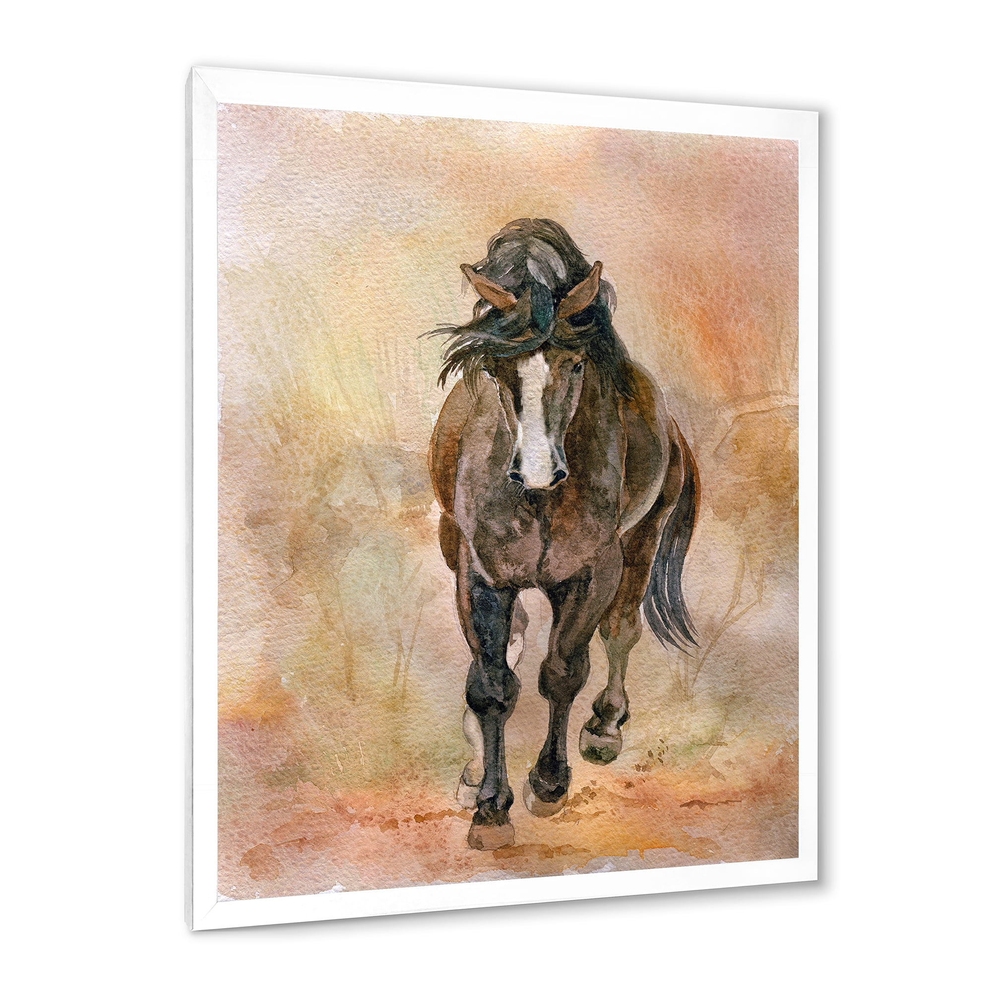Designart 'Abstract Portrait Of Beautiful Chestnut Horse II' Farmhouse Framed Art Print