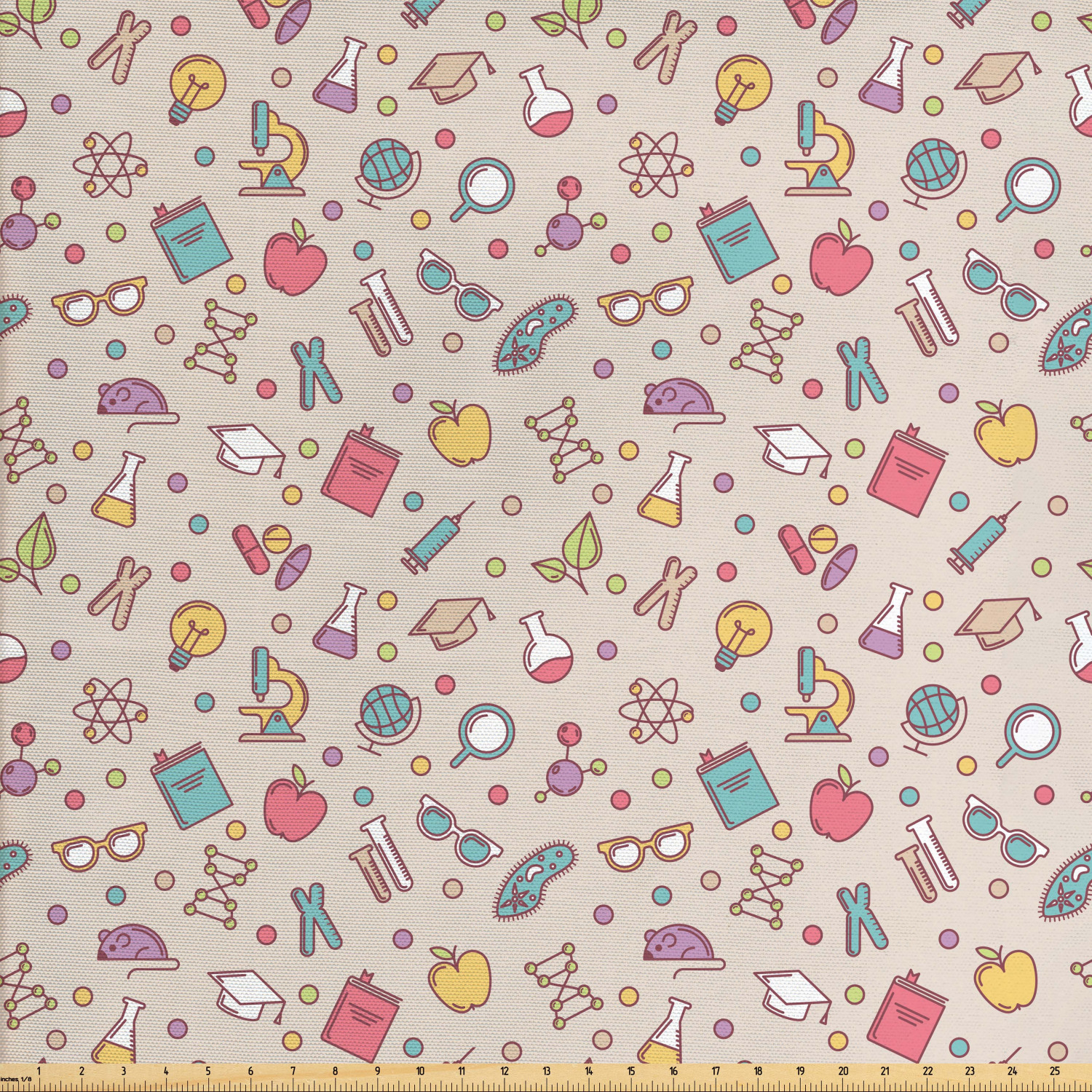Lab Fabric by The Yard, Colorful Pattern with Science Education and