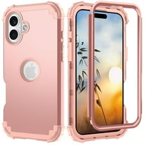 Decase Compatible with Apple iPhone 16 Plus Phone Case,Shockproof Three Layer Heavy Duty Soft Silicone Rubber Bumper Hard Plastic Hybrid Protective Case for iPhone 16 Plus,Rosegold