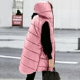 thumbnail image 4 of HOMBOM Womens Padded Vest with Pockets Hooded Pink Gilet Long Sleeveless Full Zip Outwear Lightweight for Women, 4 of 9