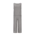 thumbnail image 3 of Sleeveless Linen Sets for Women Resort Casual Travel Vacation Outfits Women's Summer 2 Piece Outfits Sleeveless Tank Tops and Wide Leg Capris Pants Two Piece Matching Sets, 3 of 9