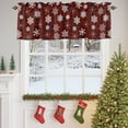 thumbnail image 4 of Valance Curtains for Kitchen Windows Merry Christmas Snowflake SeamlessRod Pocket Valance Winter Snow on Burgundy RedShort Window Curtain Topper for Bedroom Living Room Bathroom 42x12in, 4 of 7