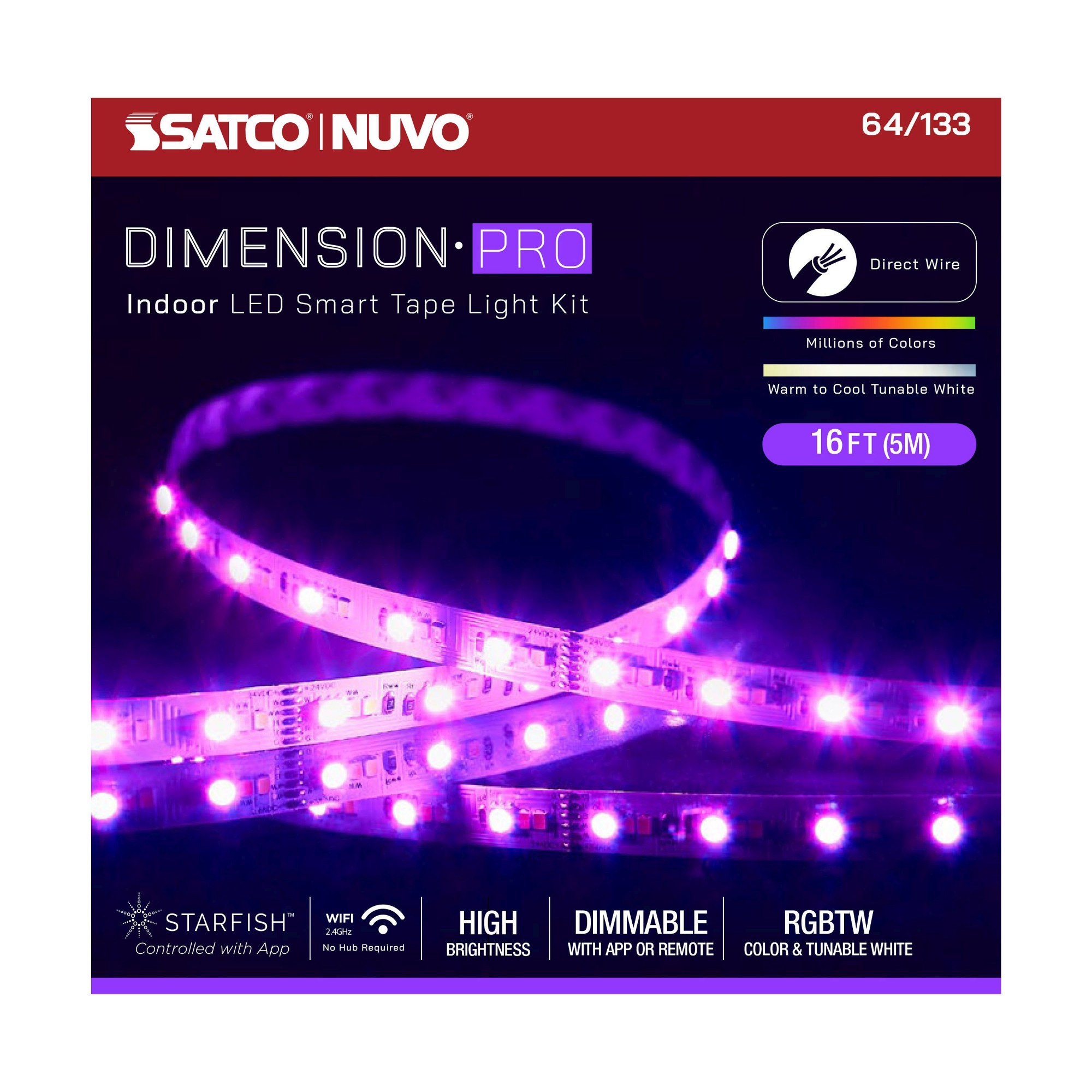 Nuvo Lighting - Dimension Pro - 20W LED Tape Light with J-Box Connection In