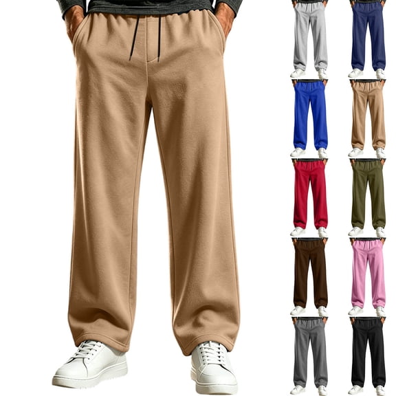 Kctiaxy Plus Size Pants for Men Fashion Casual Sweatpants Elastic Waist Drawstring Palazzo Pants