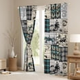 thumbnail image 3 of Erosebridal Western Curtains & Drapes 42"Wx63"L Boho Western 30%-50% Blackout Curtains Country Farmhouse Buffalo Plaid Window Curtains Bull Horse Cow Print Window Treatments 2 Panels Turquoise, 3 of 6