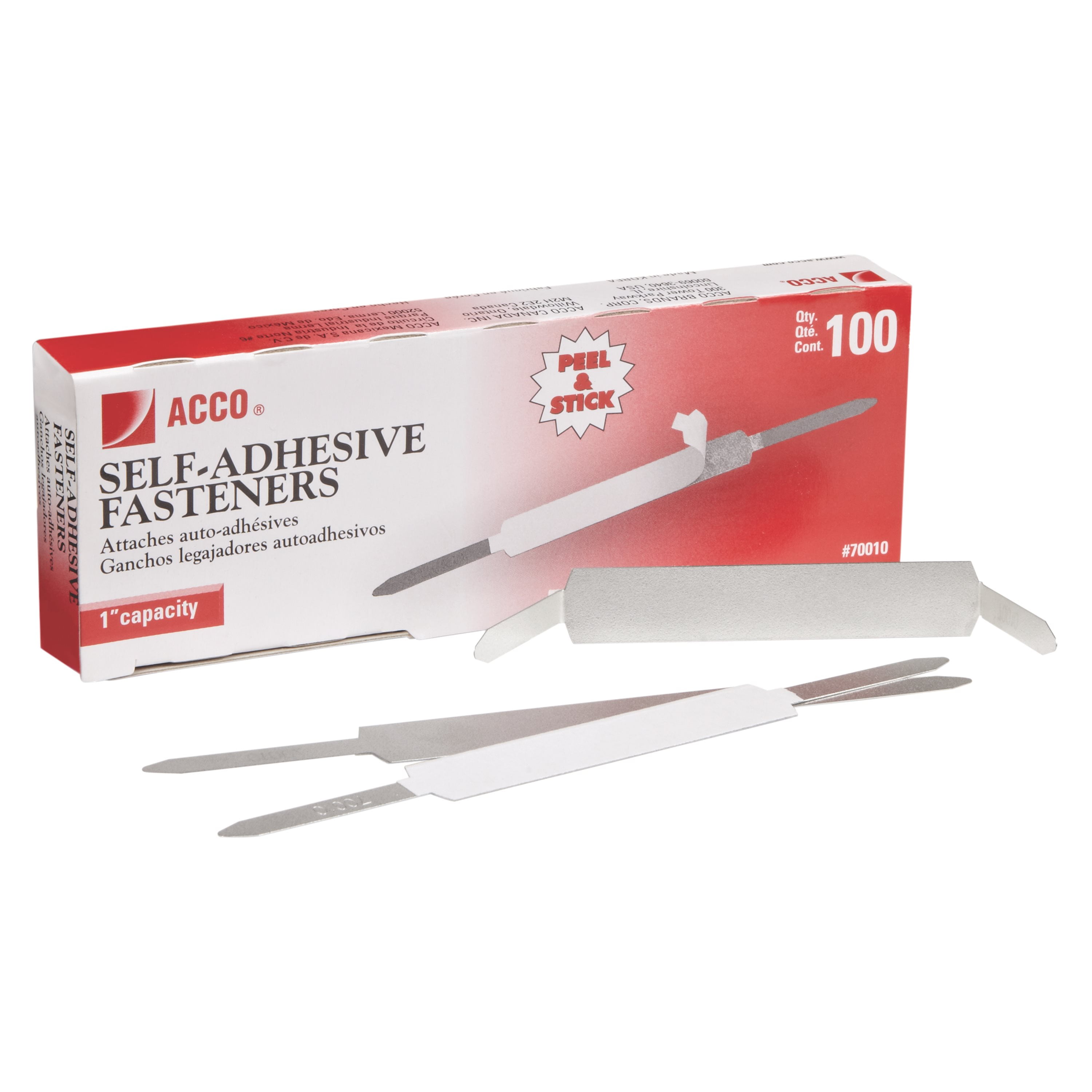 1" Capacity  50 ct LOT OF 3 ACCO Self-Adhesive Paper Document File Fasteners 