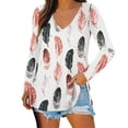 thumbnail image 1 of Haut Décontracté d'Automne pour Femmes, Col en V, Manches Longues, 95 % Polyester, 5 % Spandex (Blanc, S), 1 of 4
