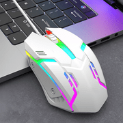 Gaming Mouse Wired, USB Optical Computer Mice with RGB Backlit, Ergonomic Gamer Laptop PC Mouse for Windows 7/8/10/XP Vista Linux - White
