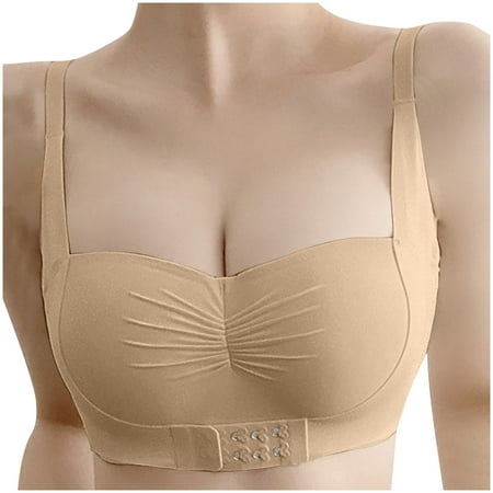 LYEAA Women Bras Push up Wireless Seamless Daily Bras Wirefree Adjustable Strap Lift Soft Bralette No Wire Breathable Comfort Sleeping Bras Brown S
