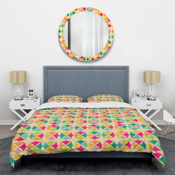 Designart 'Abstract Retro Geometric Pattern III' Mid-Century Modern Duvet Cover Set