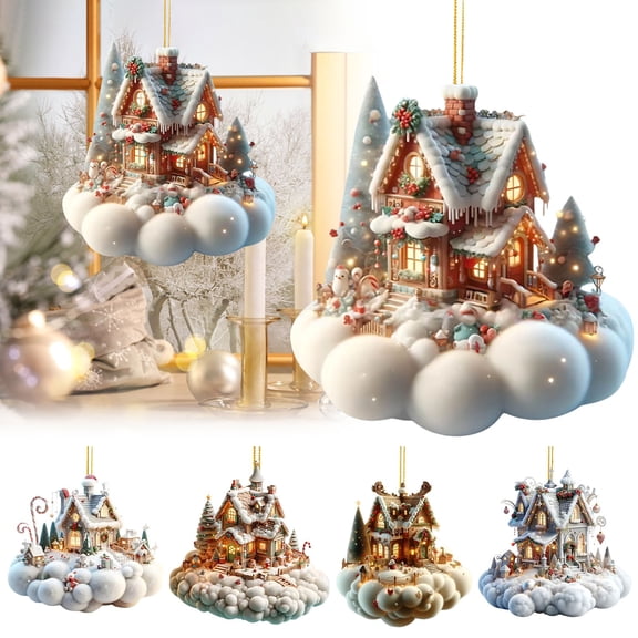 HomelyJoy Christmas House Ornaments for Tree - Mini Village House Decor, Hanging Xmas Ornaments for Christmas Tree Decorations, Home, Festival