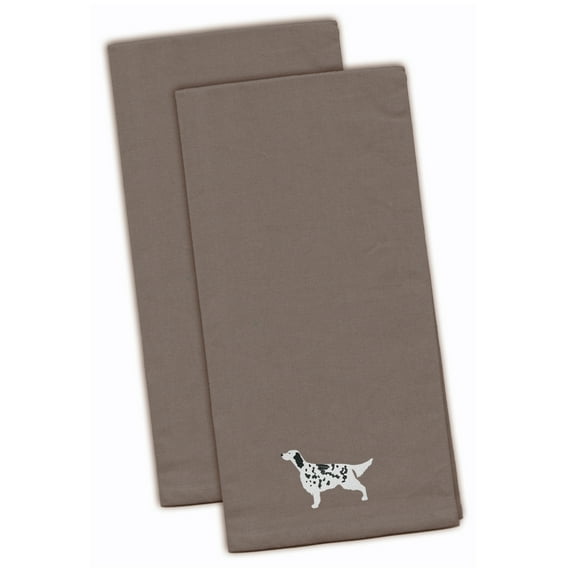 English Setter Gray Embroidered Towel Set of 2