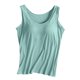 thumbnail image 1 of Camiseta deportiva sin mangas de color liso para yoga para mujer: almohadilla en el pecho, sin aros, tirantes anchos, camiseta sin mangas informal, cuello redondo, ropa de verano, 1 of 3