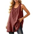 thumbnail image 3 of Aboser Oversized Linen Shirts for Women Classic Sleeveless Long Tank Tops Summer Scoop Neck Blouses Loose Beach Vacation Shirt, 3 of 8