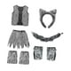 thumbnail image 2 of Disfraz para Niños con Diadema con Orejas Cola Esponjosa Chaleco Cómodo y Falda Divertida Más Guantes y Polainas de Poliéster y Felpa, 2 of 9