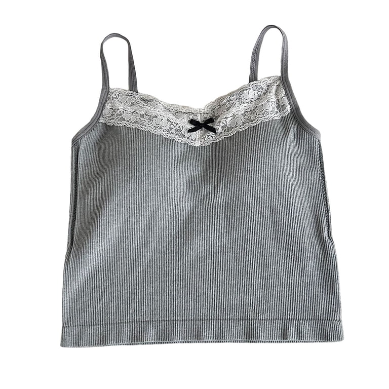 トップス Maisie lace camisole set gray AM1059 Women's Lace Cami V Neck Spaghetti Strap Sleeveless Lace Tank Top