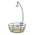 thumbnail image 4 of Gibson Home Fruit Basket Bowl with Banana Hanger – Black Metal Wire & Rubberwood Base – Countertop Produce Stand for Apples, Bananas, Oranges – Kitchen Storage Organizer, 4 of 9