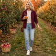 thumbnail image 7 of Sorvello Women's Lightweight Fleece Lined Jacket, Long Sleeve Casual Fall Outerwear With Pockets Wine M, 7 of 7