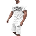 thumbnail image 2 of New York Graphic Short Sets for Men Short Sleeve Crewneck T Shirt and Shorts 2 Piece Matching Set Mens Summer Outfits, 2 of 6