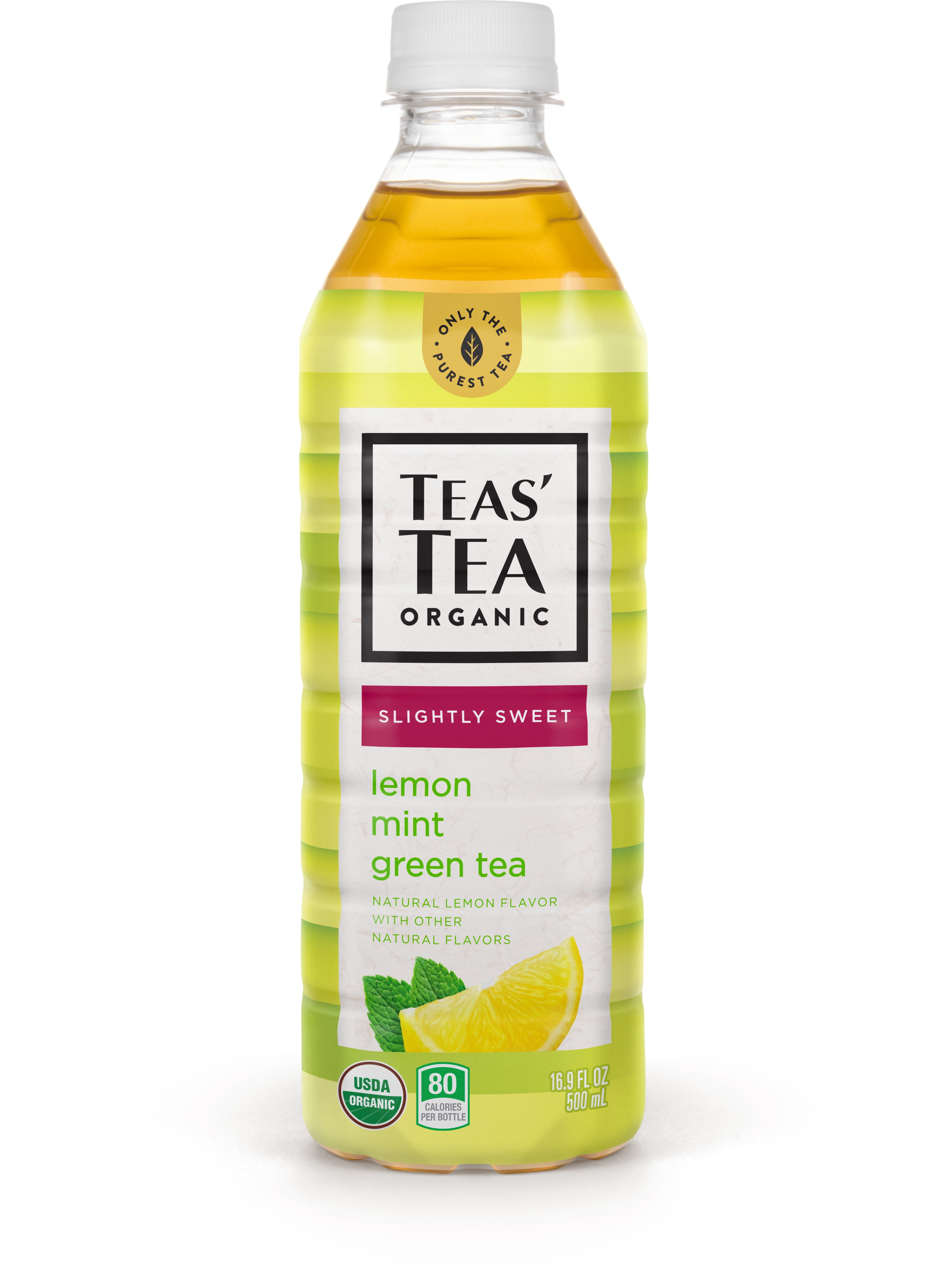 Teas' Tea Organic Lightly Sweet, Lemon Mint Green Tea, 16.9 Ounce (Pack
