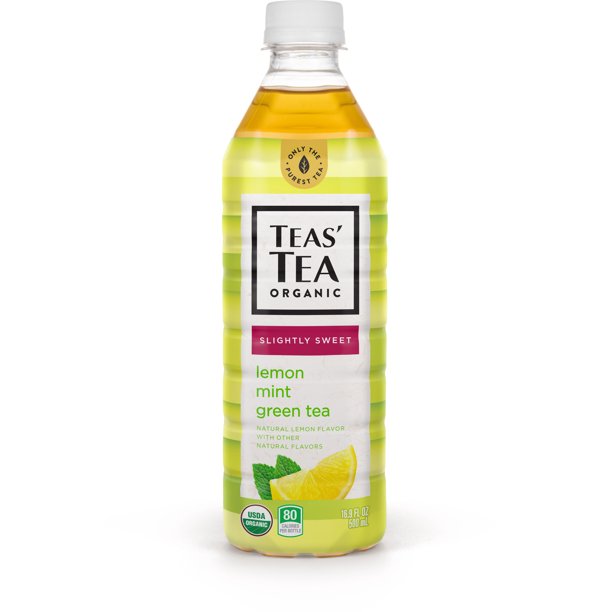 Teas' Tea Organic Lightly Sweet, Lemon Mint Green Tea, 16.9 Ounce (Pack