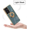 thumbnail image 3 of for Galaxy S22 Ultra Case with Ring, Built-in Rotation Finger Ring Kickstand Cover with Shiny Plating Rose Gold Edge Work with Magnetic Car Mount Slim Thin Bumper Case for Women Girls Gray, 3 of 14