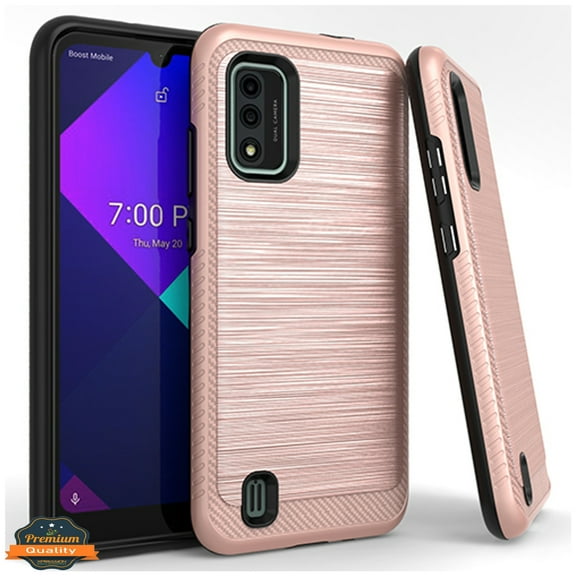 Case for Wiko Ride 3 Armor Brushed Texture Rugged Carbon Fiber Design Shockproof Dual Layers PC   TPU Protective Phone Cover for Wiko Ride 3 by Xpm - Rose Gold