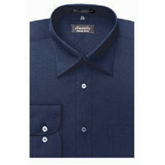 Amanti Men's Wrinkle Free Navy Dress Shirt