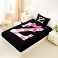 thumbnail image 5 of Erosebridal Pink Rose Letter Z Bow Twin Sheet Sets for Girls, Pink Bow Letter Bedding for Women, 3pcs, 5 of 6