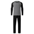thumbnail image 3 of Pajamas for Men Set Soft Solid Color Long Sleeve Crew Neck Top And Loose Pants Sleep Pajama Lightweight Sleepwear Loungewear with Pockets, 3 of 8