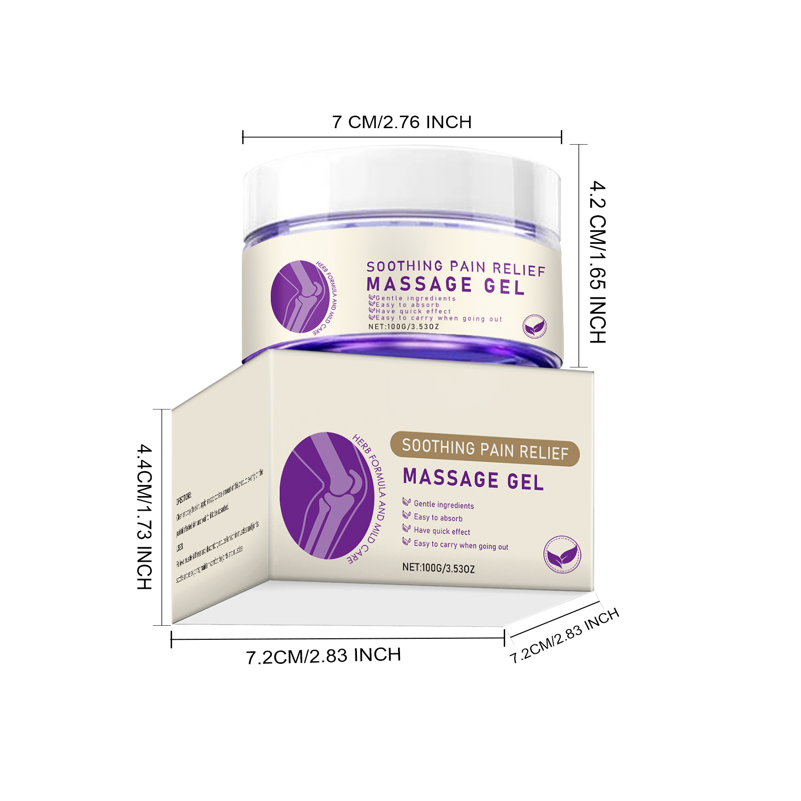 Alvantor Massage Gel with Mugwort & Ginger for Joints Knees Soothing Relief, Elbows Shoulders Comfort External Use, 3.53oz