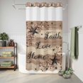 thumbnail image 6 of No Hook Shower Curtain, Farmhouse Star Brown Shower Curtains for Bathroom with See Through Top Window, Retro Branches Berry Wooden Grain Waterproof & Washable Bath Curtain Small Stall 36"x78", 6 of 9