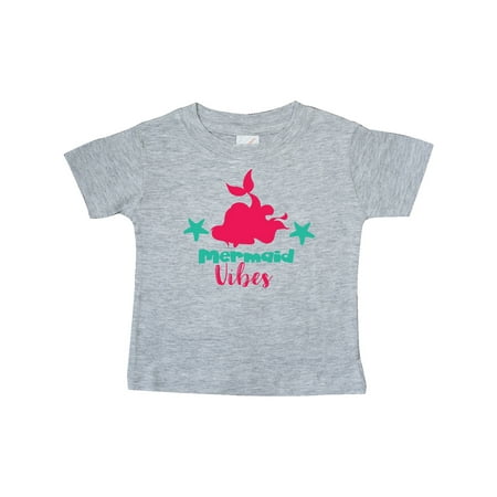 

Inktastic Mermaid Vibes Mermaid Silhouette - Pink Green Gift Baby Girl T-Shirt