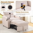 thumbnail image 4 of Ebello 3-in-1 Sleeper Sofa Bed, Corduroy Convertible Pullout Futon Couch with Adjustable Backrest, Phone Holders & USB Ports for Apartment, Small Space, 1-Seat(Beige), 4 of 11