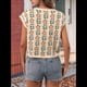 thumbnail image 5 of Suéteres de Punto Bonitos con Cuello Redondo y Mangas para Mujer, Informales, Estampados, de Verano, Color Albaricoque XL, 5 of 10