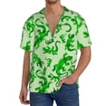 thumbnail image 1 of Balery Green Lizard Camisa Casual de Manga Corta con Botones para Hombre, Texturizada, Estilo Cubano, para Playa, Verano-4X-Large, 1 of 5