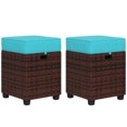thumbnail image 1 of Outsunny 2 PCS Patio Wicker Ottoman Set with Removable Cushion Sky Blue, 1 of 10