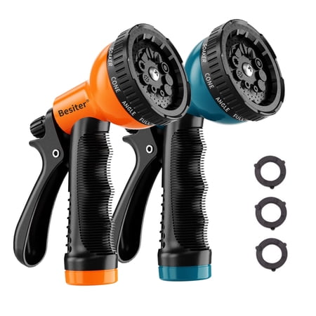 Besiter Garden Hose Nozzle Sprayer: 2 Pack 10 Watering Patterns Spray Nozzles Heavy Duty Hose Head Hose Attachment C27