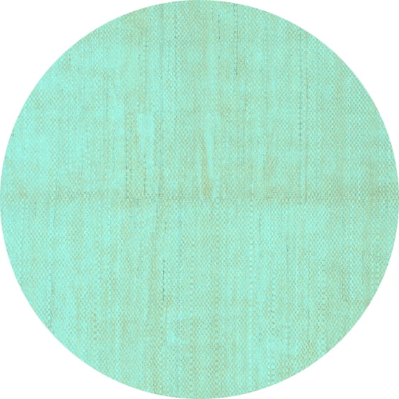 Ahgly Company Indoor Round Solid Light Blue Modern Area Rugs, 7' Round
