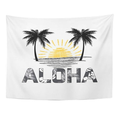 ZEALGNED Palm Aloha Hawaii Best Creative for Presentation Tree Abstract Beach Wall Art Hanging Tapestry Home Decor for Living Room Bedroom Dorm 51x60 (Best Beaches In Hawaii)