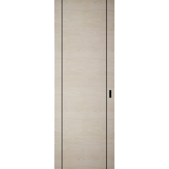 Hidden Barn | Planum 0017 Natural Veneer | Sturdy Finished Flush Modern Doors | Magic Concealed Sliding Set 18" x 80"