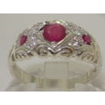 thumbnail image 2 of LBG 925 Sterling Silver Natural Ruby and Diamond Womens Band Ring - size 4.75, 2 of 6