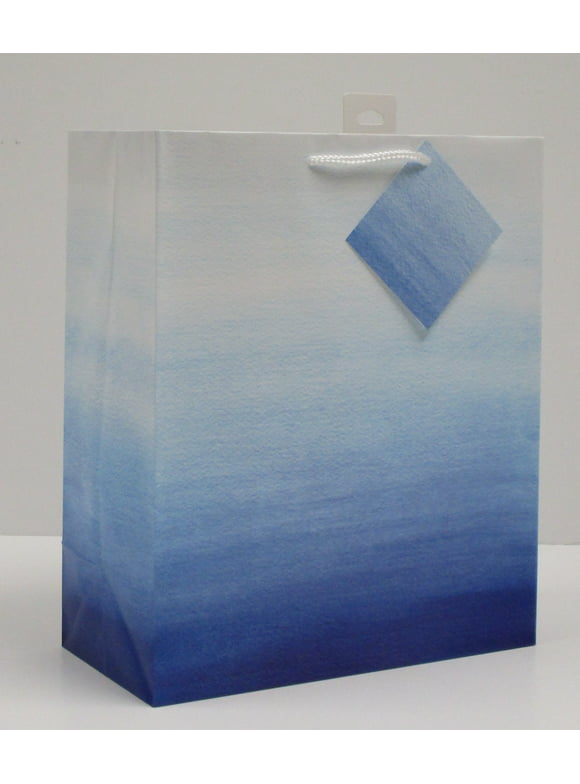 Way to Celebrate All Occasion Large Paper Gift Bag Blue Watercolor, 10" x 5" x 12"