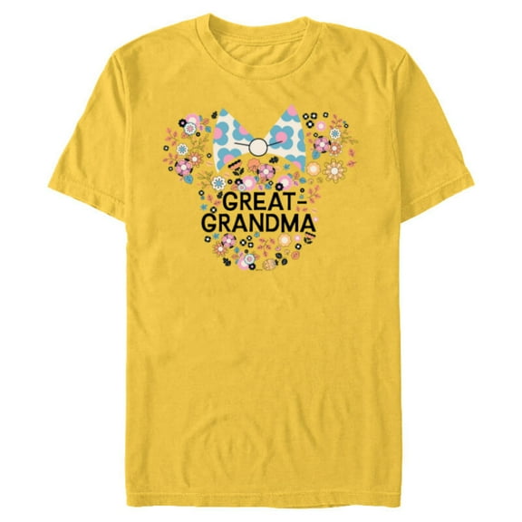Disney Minnie Mouse Great-Grandma Icon Flowers Mother’s Day - Short Sleeve Blended T-Shirt for Adults - Customized-Yellow