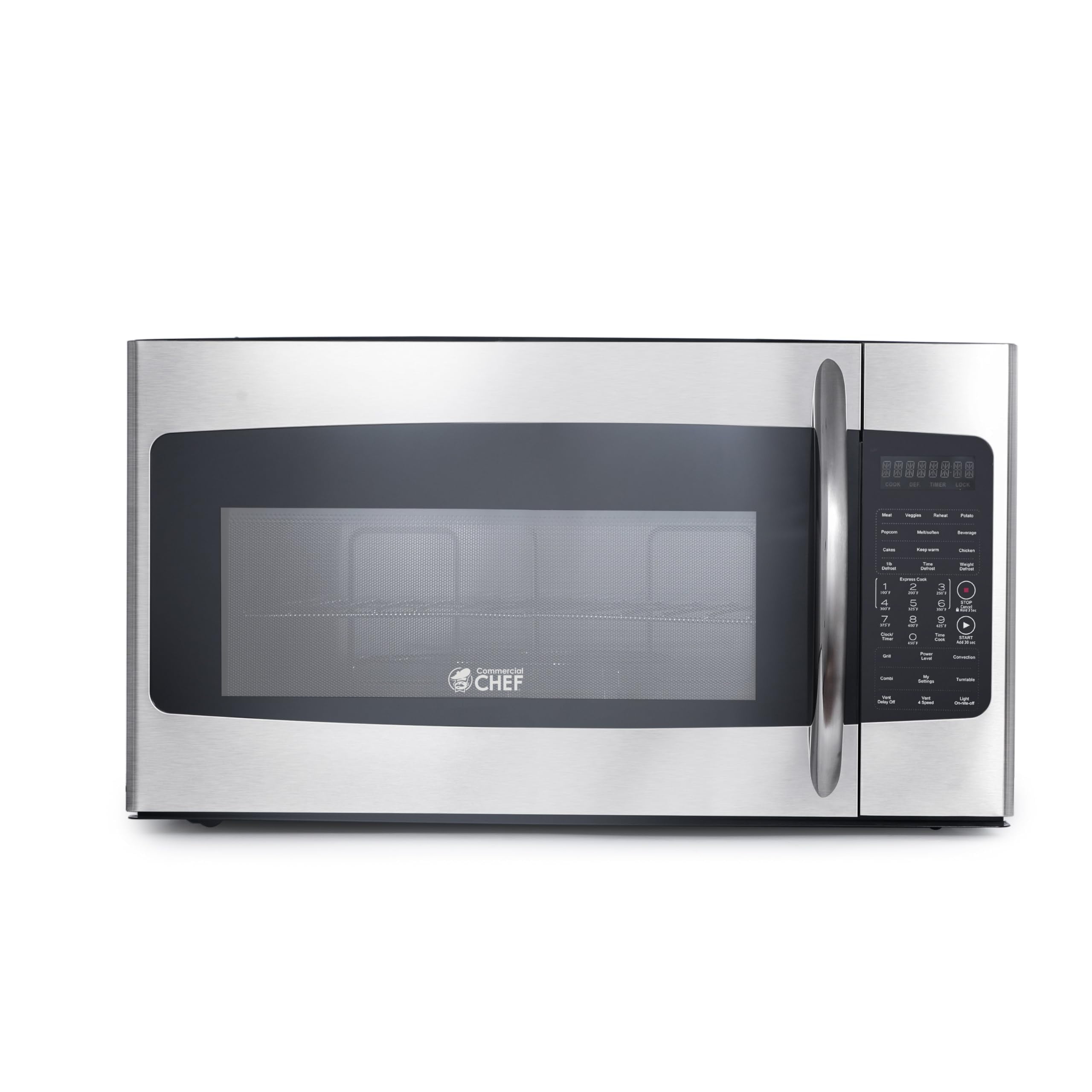 Commercial Chef 1.7 Cu. Ft. Over-The-Range Convection Microwave Oven, 1000 Watt Microwave with 10 Power Levels, 1400W Convection Oven with Air Fryer, 300 CFM Hood Fan, Touch Controls, CHMRC17GS
